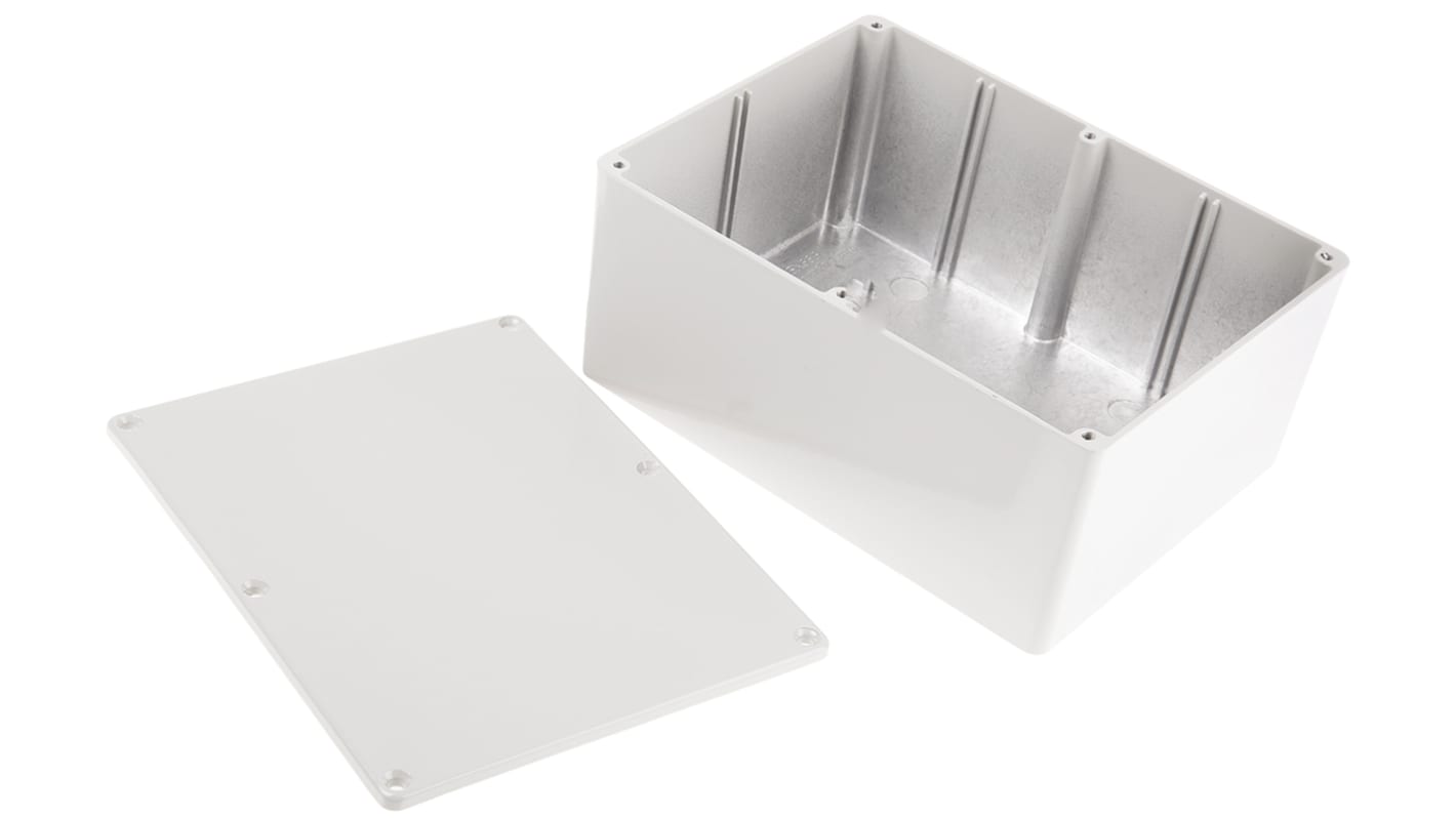 RS PRO Grey Die Cast Aluminium Enclosure, Grey Lid, 165.8 x 127.3 x 76.3mm