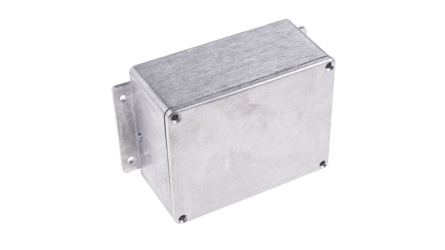 RS PRO Silver Die Cast Aluminium Enclosure, Flanged, Silver Lid, 139.8 x 89.7 x 55.2mm