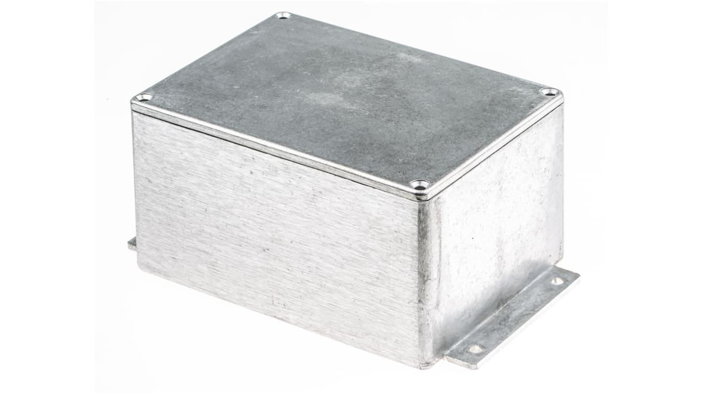 RS PRO Silver Die Cast Aluminium Enclosure, Flanged, Silver Lid, 168.7 x 101.6 x 76.5mm