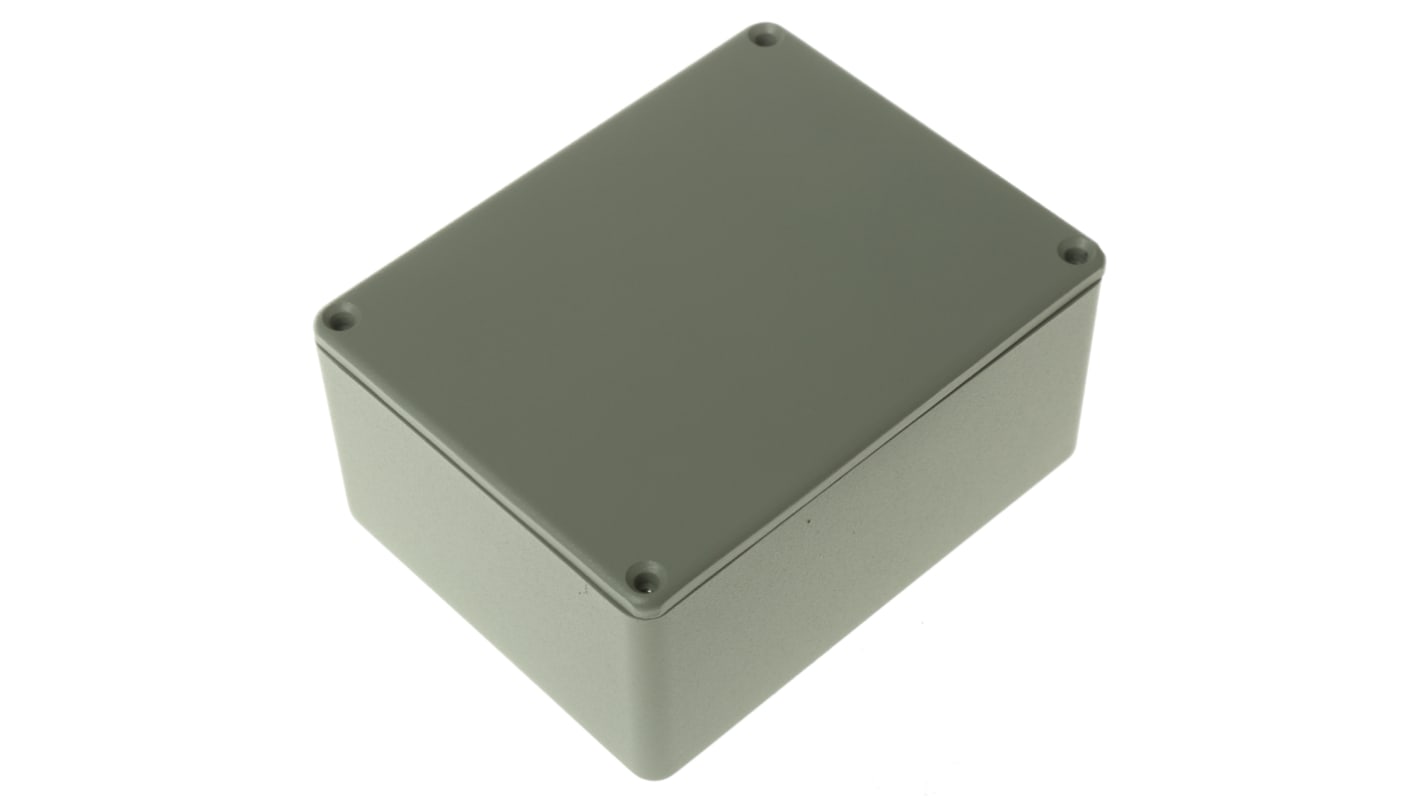 RS PRO Grey Die Cast Aluminium Enclosure, Grey Lid, 114.7 x 89.7 x 55.1mm