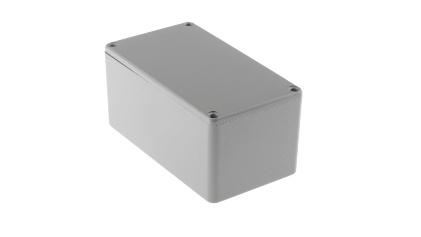 RS PRO Grey Die Cast Aluminium Enclosure, Grey Lid, 114.4 x 63.7 x 55.1mm