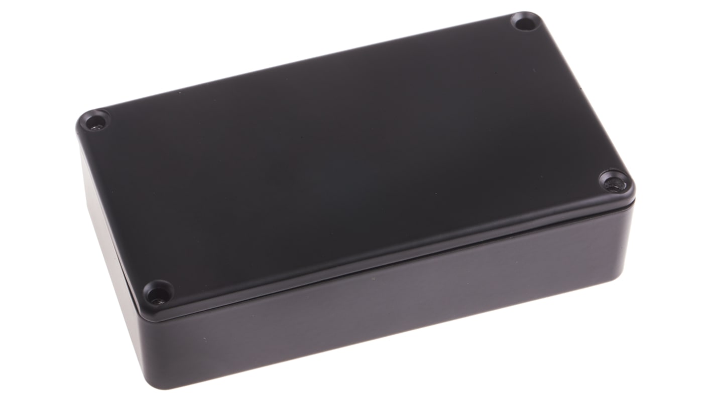 RS PRO Black Die Cast Aluminium Enclosure, Black Lid, 114.5 x 63.6 x 30.3mm