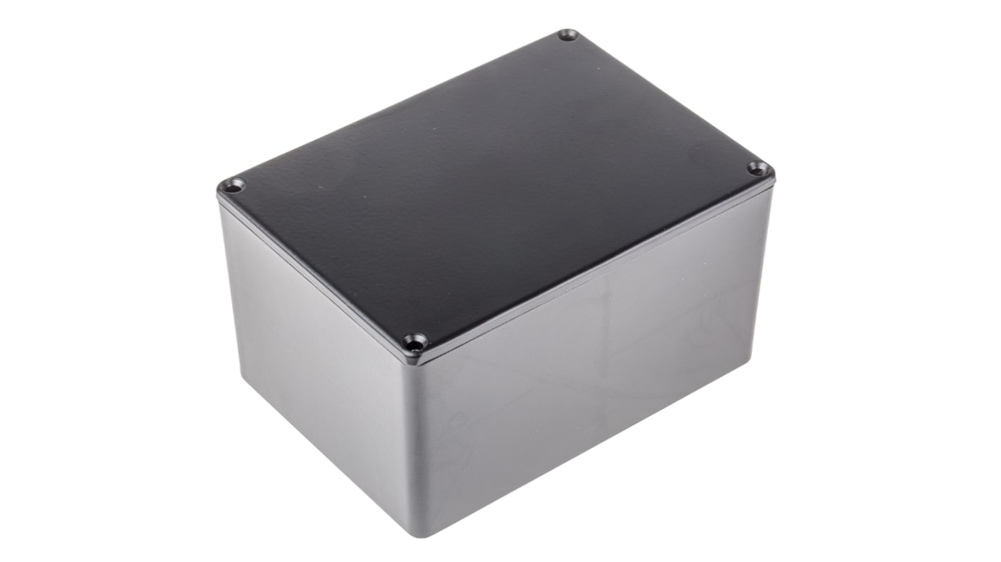 RS PRO Black Die Cast Aluminium Enclosure, Black Lid, 139.1 x 101.5 x 76.7mm