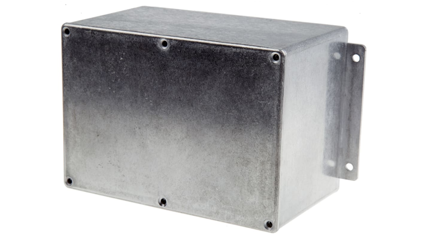 RS PRO Silver Die Cast Aluminium Enclosure, IP66, Flanged, Silver Lid, 201.7 x 121.2 x 105.4mm
