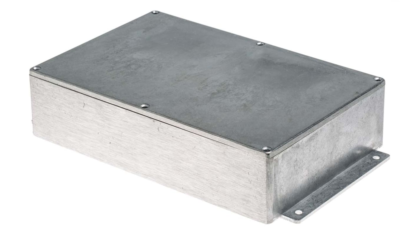 RS PRO Silver Die Cast Aluminium Enclosure, IP66, Flanged, Silver Lid, 252 x 146.1 x 55.5mm
