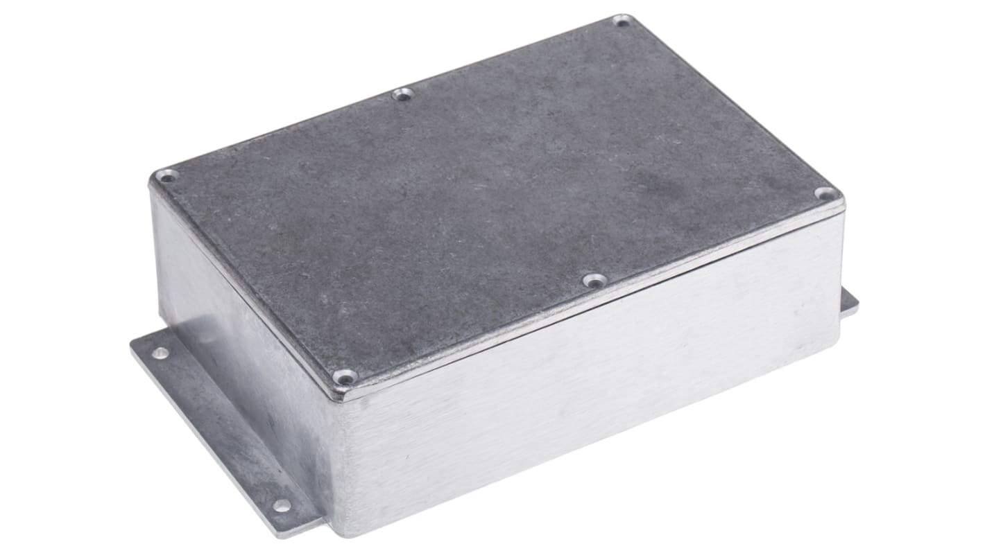 RS PRO Silver Die Cast Aluminium Enclosure, IP65, Flanged, Silver Lid, 201.7 x 121.2 x 55.3mm