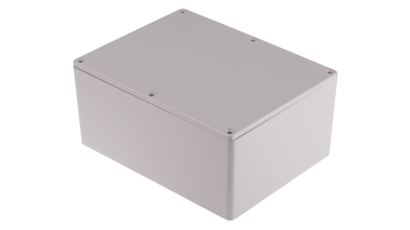 RS PRO Grey Die Cast Aluminium Enclosure, IP66, Grey Lid, 165.8 x 127.3 x 76.3mm