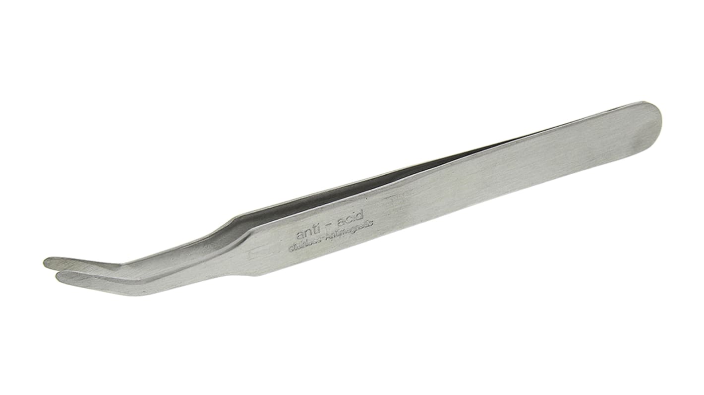 Bernstein Edelstahl Pinzette, 115 mm Geknickt, Spitze Flach, Abgerundet Antimagnetisch ESD-sicher