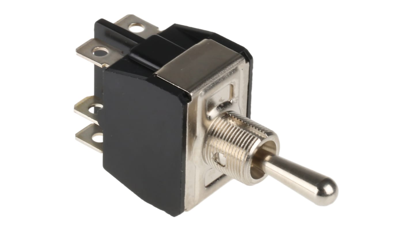 APEM Toggle Switch, Panel Mount, On-Off-On, DPDT, Tab Terminal