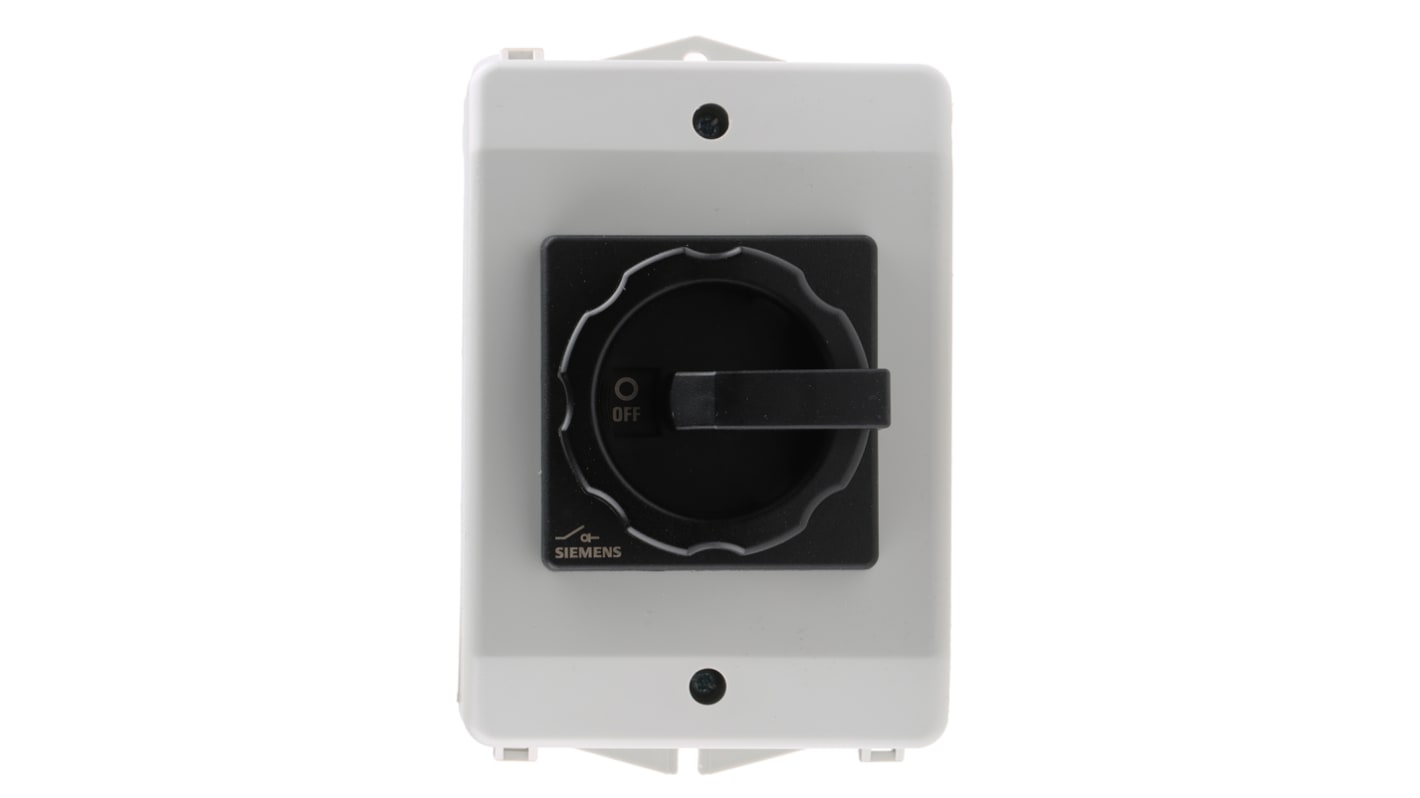 Siemens 16A三相隔离开关, 3P极, 690V 交流, 固定式安装, 可挂锁, IP65, 黑色把手, 3LD2064-1GP51