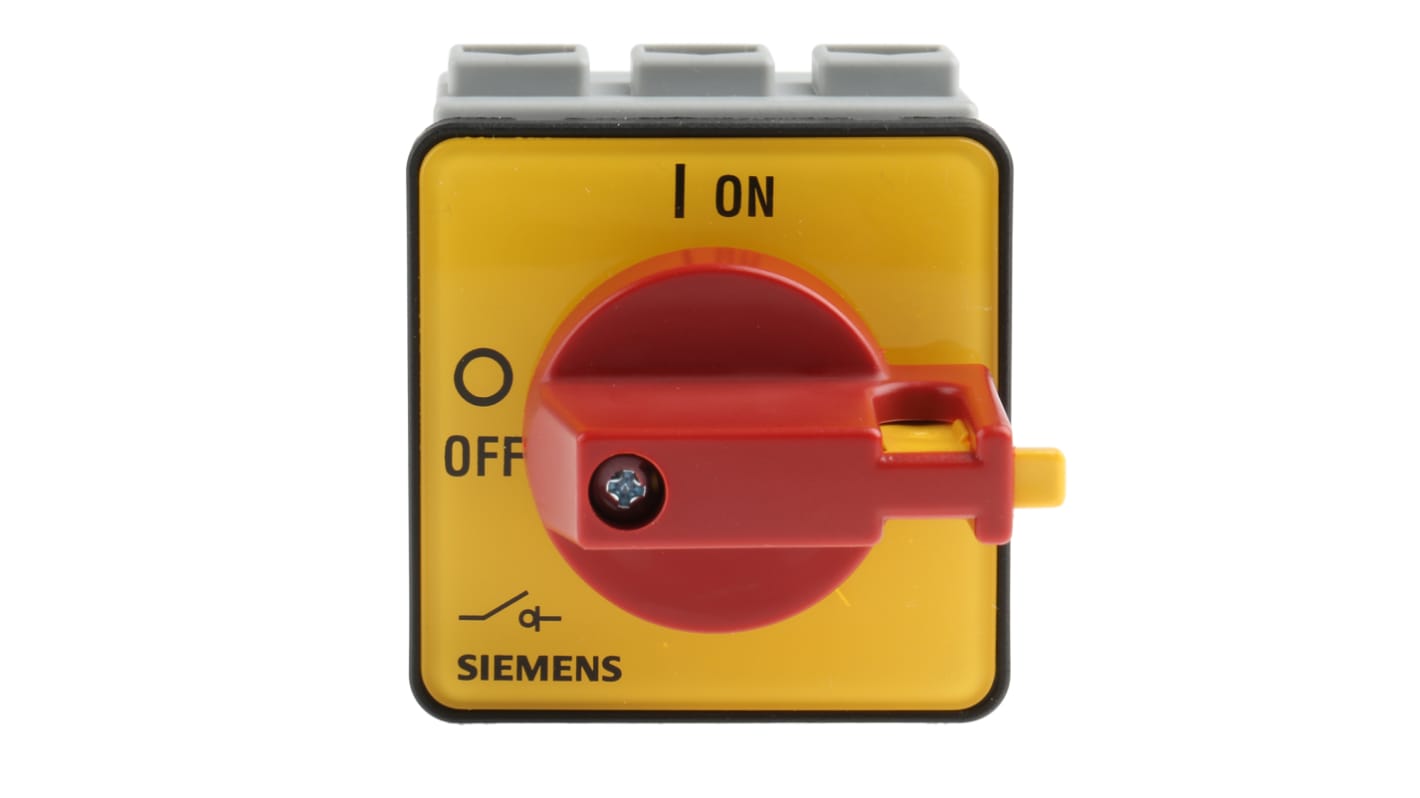 Siemens 32A三相隔离开关, 3P极, 690V 交流, 面板安装, 可挂锁, IP65, 红色把手