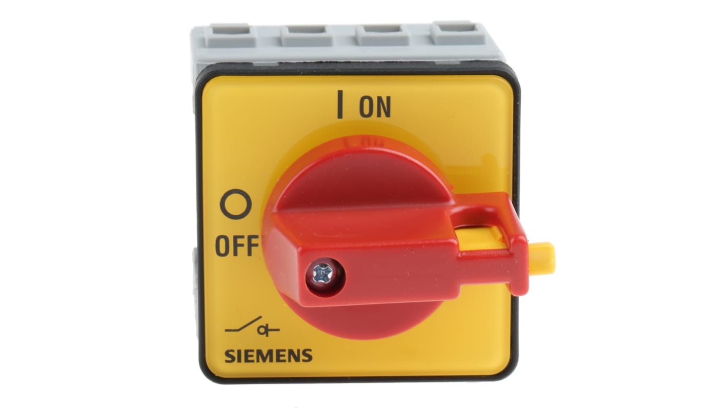 Siemens 16A三相隔离开关, 3P+N极, 690V 交流, 面板安装, 可挂锁, IP65, 红色把手, 3LD2022-1TL13