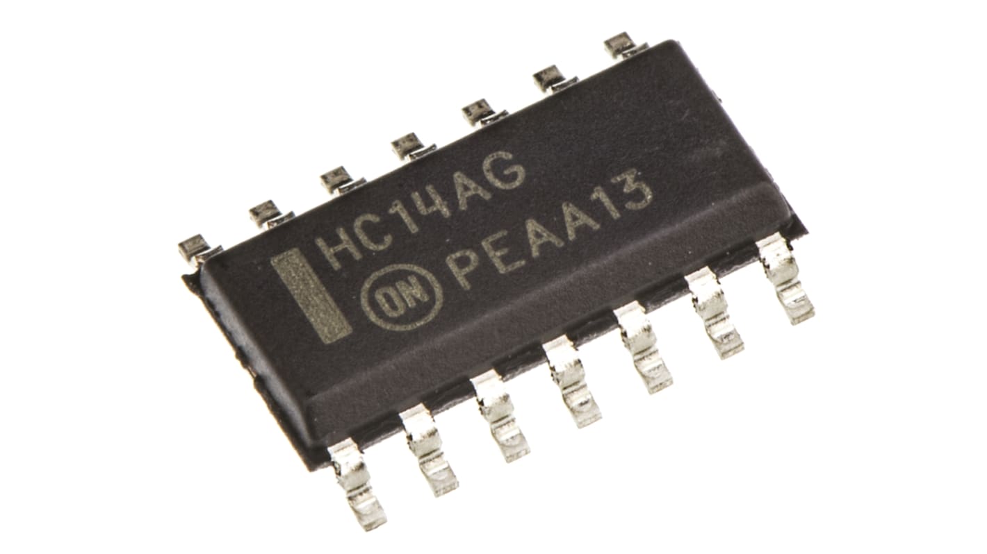 onsemi HC逻辑反相器, 6元件, 低电平5.2mA, 高电平-5.2mA, 14p, SOIC, 贴片安装