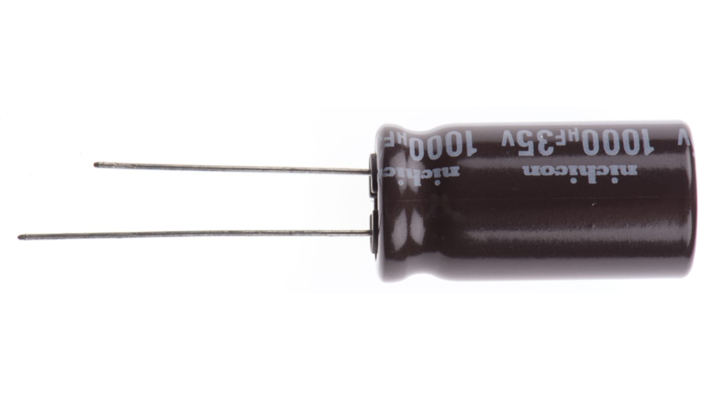 Condensatore Nichicon, serie PS, 1000μF, 35V cc, ±20%, +105°C, Radiale, Foro passante