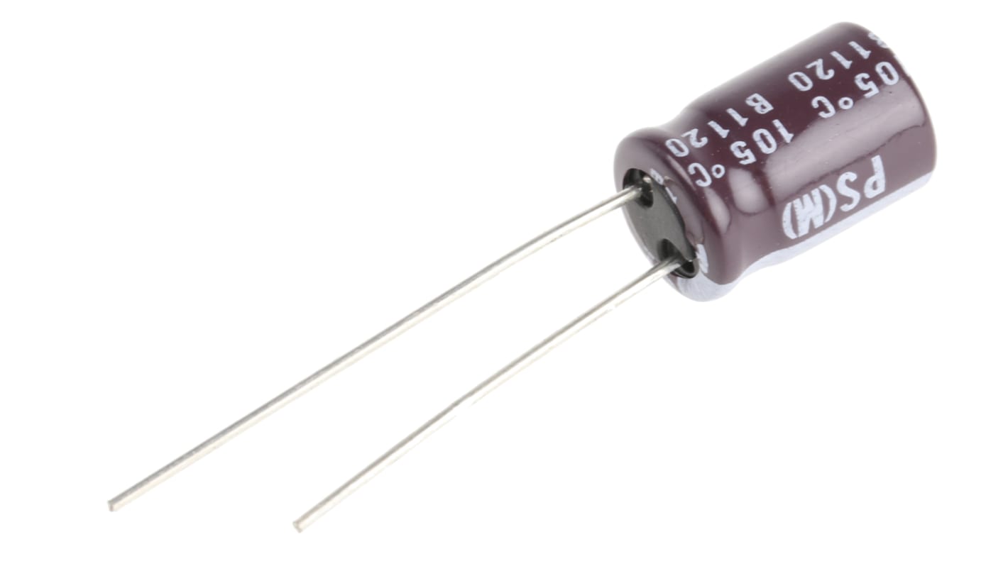 Condensatore Nichicon, serie PS, 47μF, 63V cc, ±20%, +105°C, Su foro