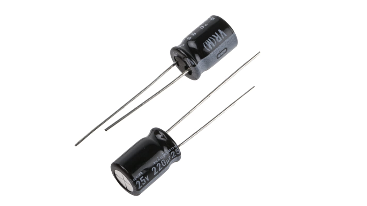 UVR1E221MPD | ニチコン 220μF,25V dc コンデンサ, ラジアル UVR1E221MPD | ニチコン 220μF,25V dc コンデンサ, ラジアル