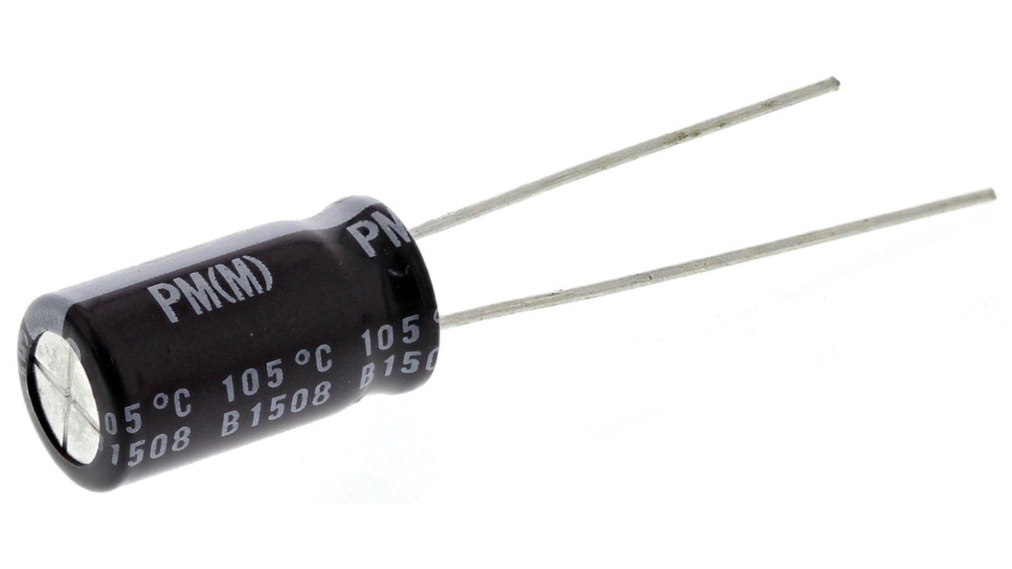 Nichicon 220μF Aluminium Electrolytic Capacitor 25V dc, Radial, Through Hole - UPM1E221MPD