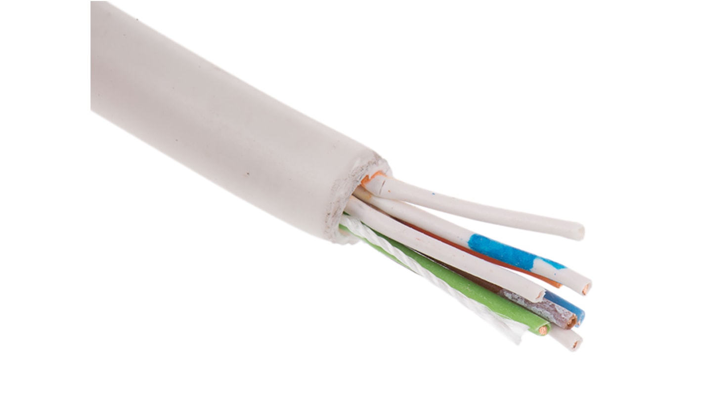 RS PRO 8 Core CW1308 Telephone Cable, White Sheath, 100m