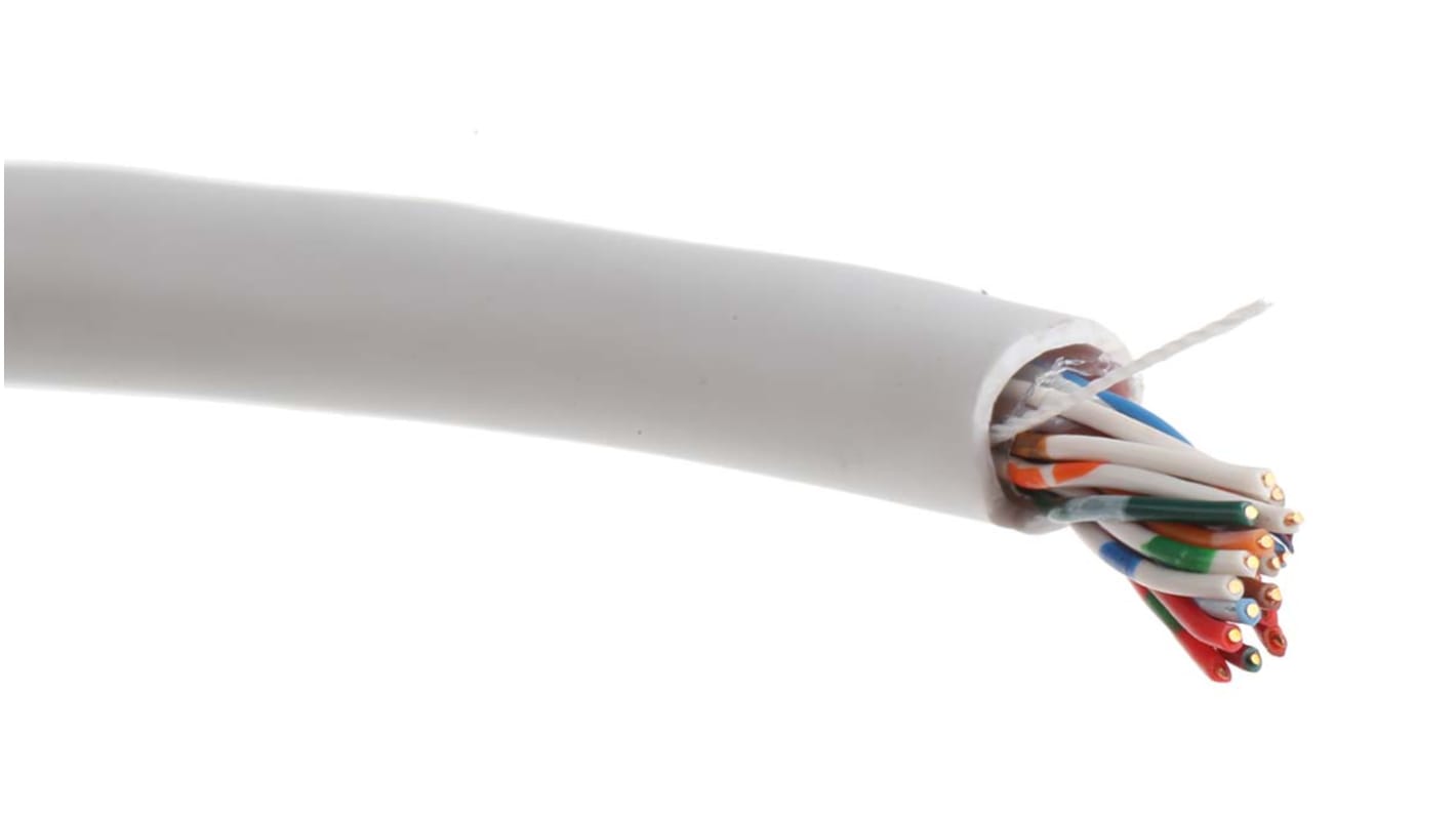 RS PRO 20 Core CW1308 Telephone Cable, White Sheath, 100m