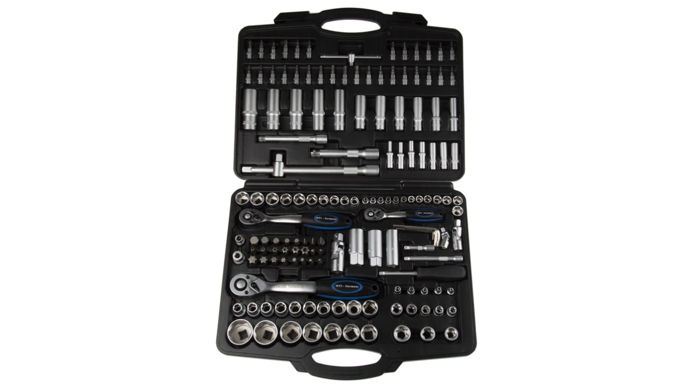 MTI 150 Piece Metric 1 2 in 1 4 in 3 8 in Deep Socket Standard Socket Bit Set with Ratchet