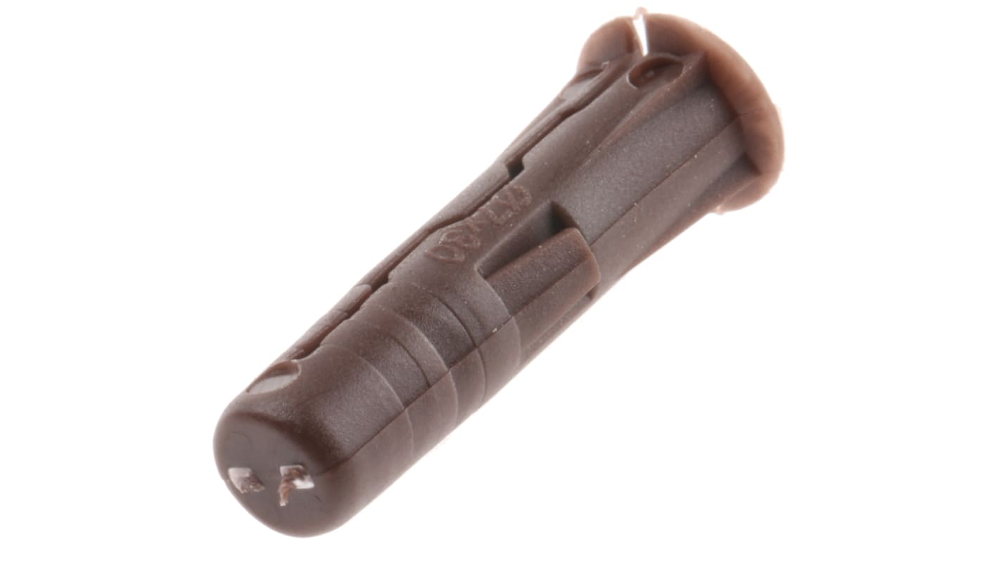 RawlPlug 塑料膨胀管, 棕色, 30mm长, 7mm固定孔径