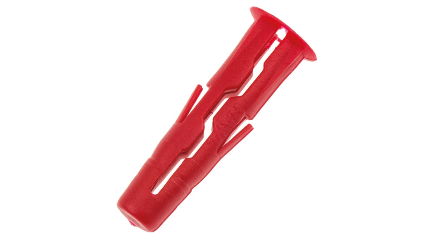 RawlPlug Red Plastic Wall Plug, 28mm Length, 6mm Fixing Hole Diameter