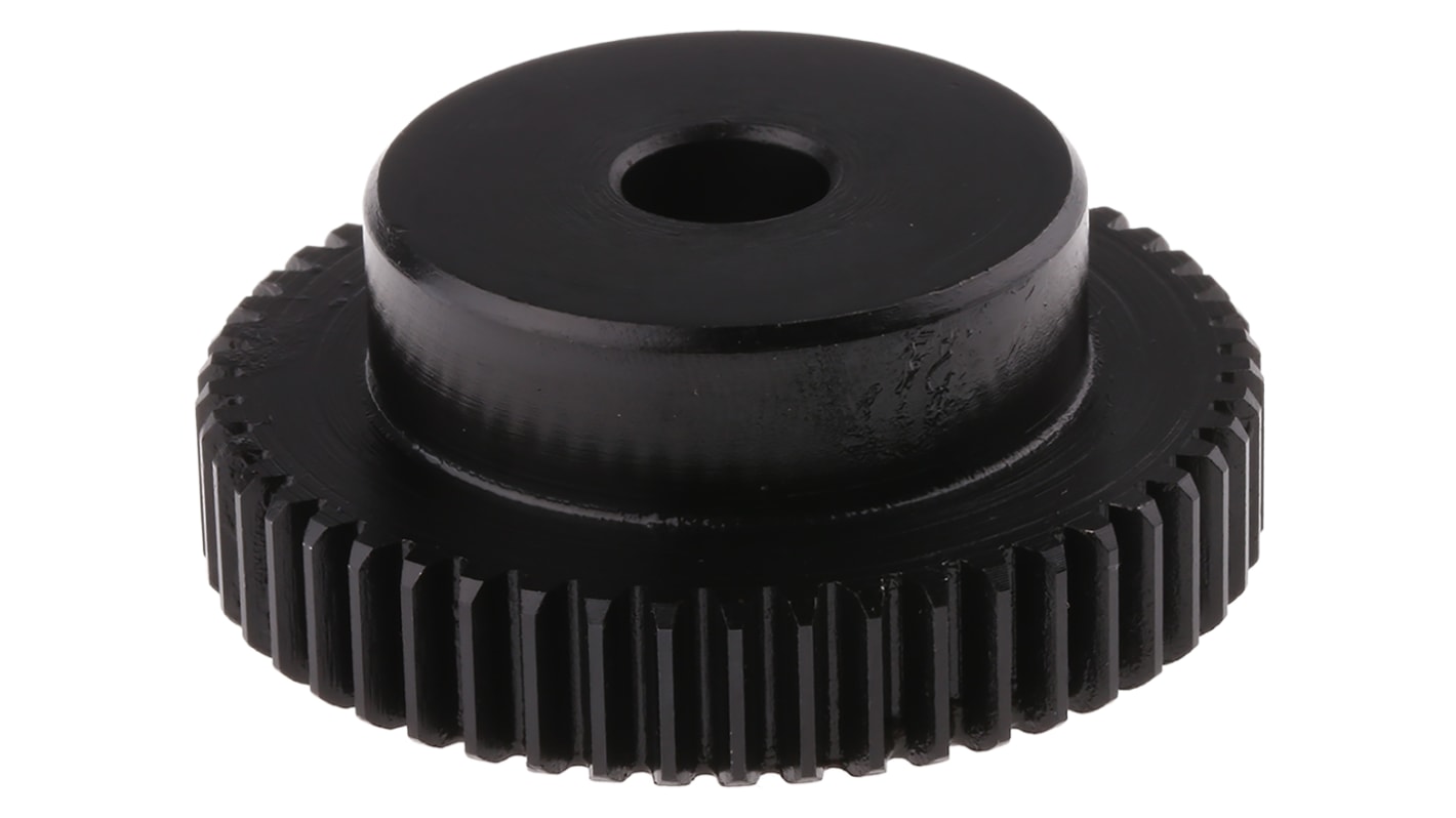 RS PRO Steel 50 Teeth Spur Gear, 1 Module, 10mm Bore Diam, 50mm Pitch Diam, 35mm Hub Diam