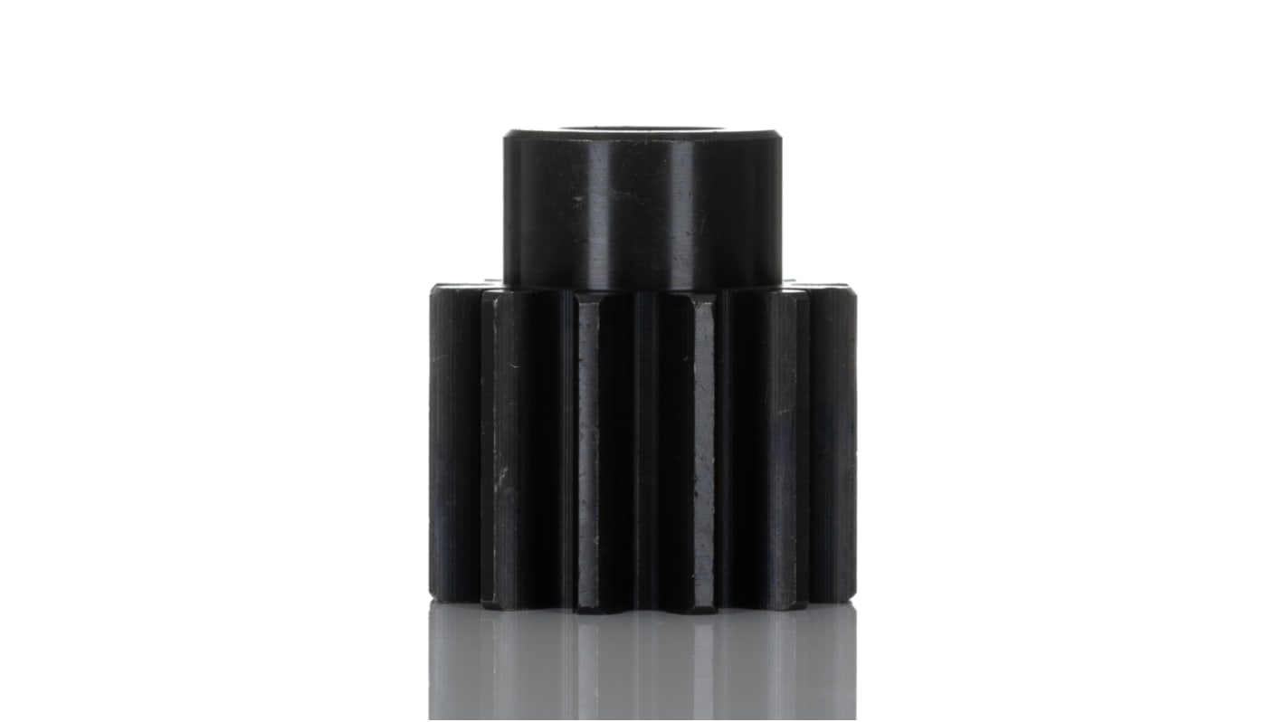 Ingranaggio cilindrico RS PRO, modulo 2, 12 denti, passo Ø 24mm, semigiunto Ø 18mm, foro Ø 10mm, in Acciaio