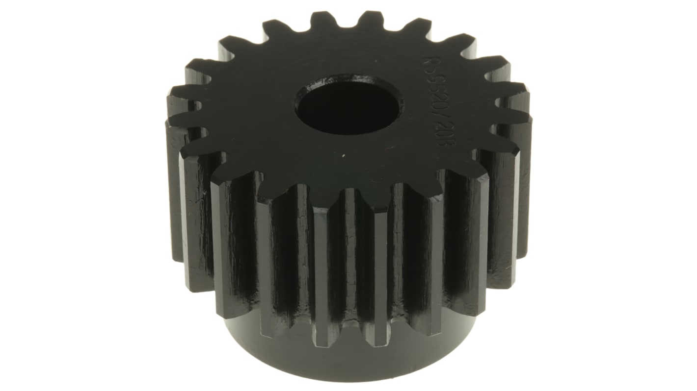 RS PRO Steel 20 Teeth Spur Gear, 2 Module, 12mm Bore Diam, 40mm Pitch Diam, 32mm Hub Diam