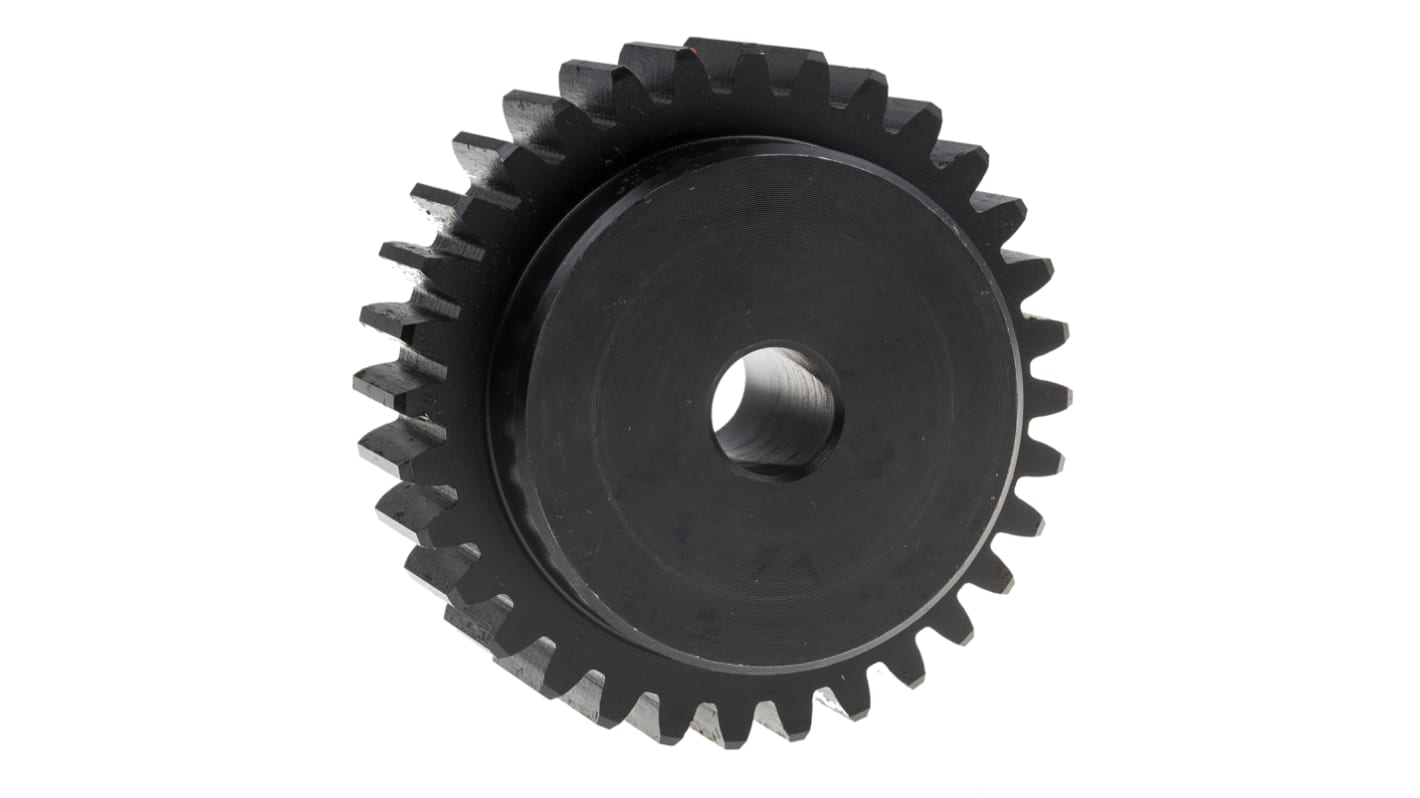 RS PRO Steel 32 Teeth Spur Gear, 2 Module, 12mm Bore Diam, 64mm Pitch Diam, 50mm Hub Diam