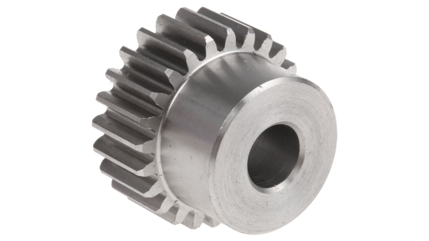 RS PRO Stainless Steel 24 Teeth Spur Gear, 1 Module, 8mm Bore Diam, 24mm Pitch Diam, 20mm Hub Diam