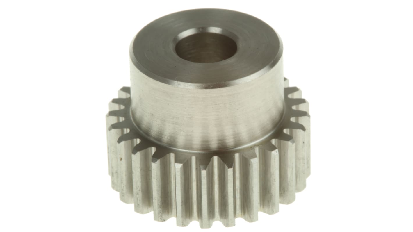 Ingranaggio cilindrico RS PRO, modulo 1, 25 denti, passo Ø 25mm, semigiunto Ø 20mm, foro Ø 8mm, in Acciaio inossidabile
