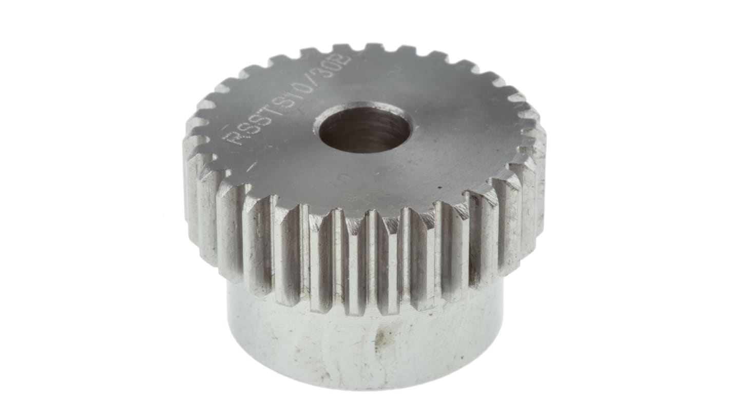 RS PRO Stainless Steel 30 Teeth Spur Gear, 1 Module, 8mm Bore Diam, 30mm Pitch Diam, 25mm Hub Diam