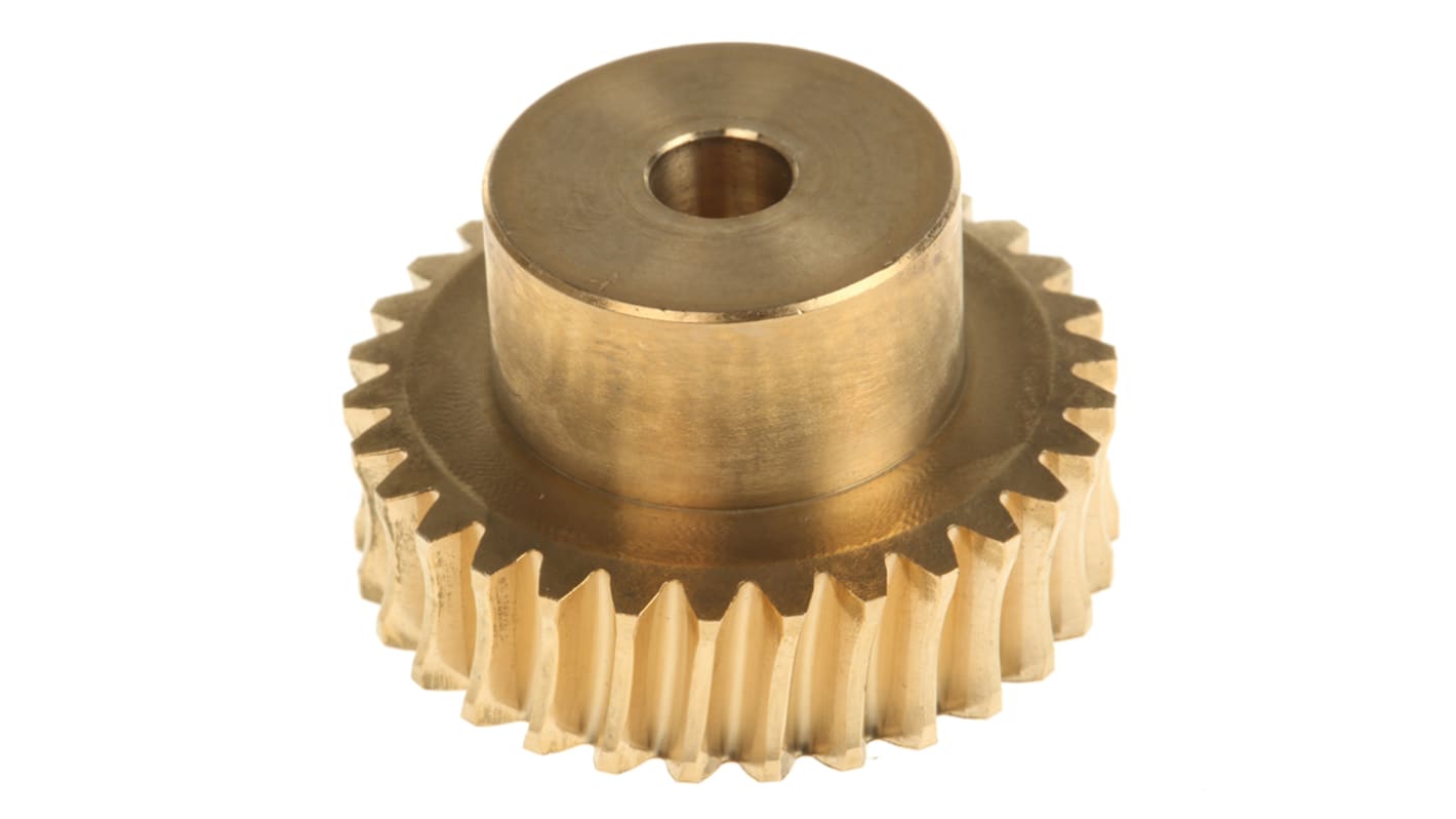 RS PRO Bronze 1 Module Worm Wheel Gear 30 Tooth20mm Hub Dia., 30.24mm Pitch Dia. 20mm Face