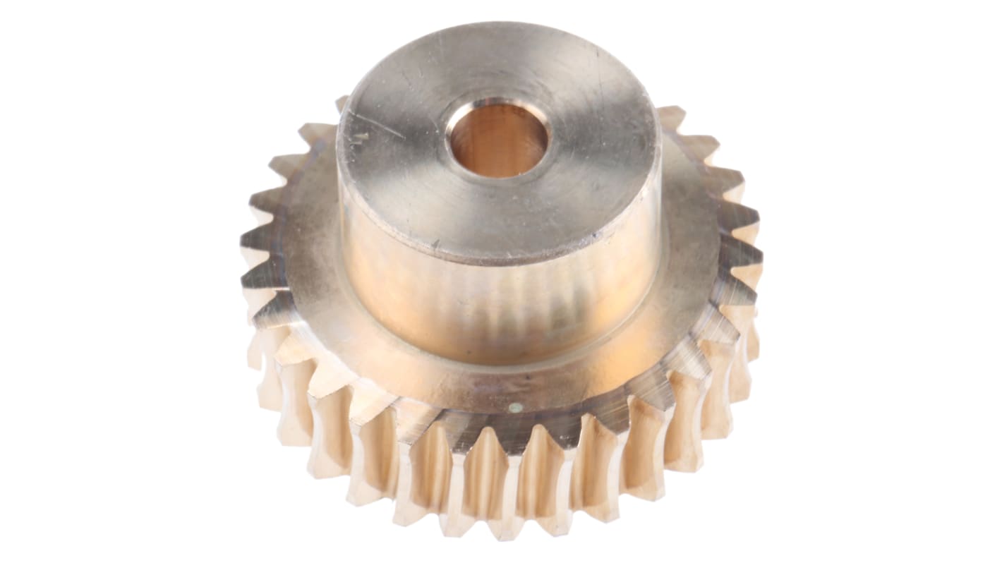 RS PRO Bronze 1 Module Worm Wheel Gear 30 Tooth20mm Hub Dia., 30mm Pitch Dia. 16.5mm Face