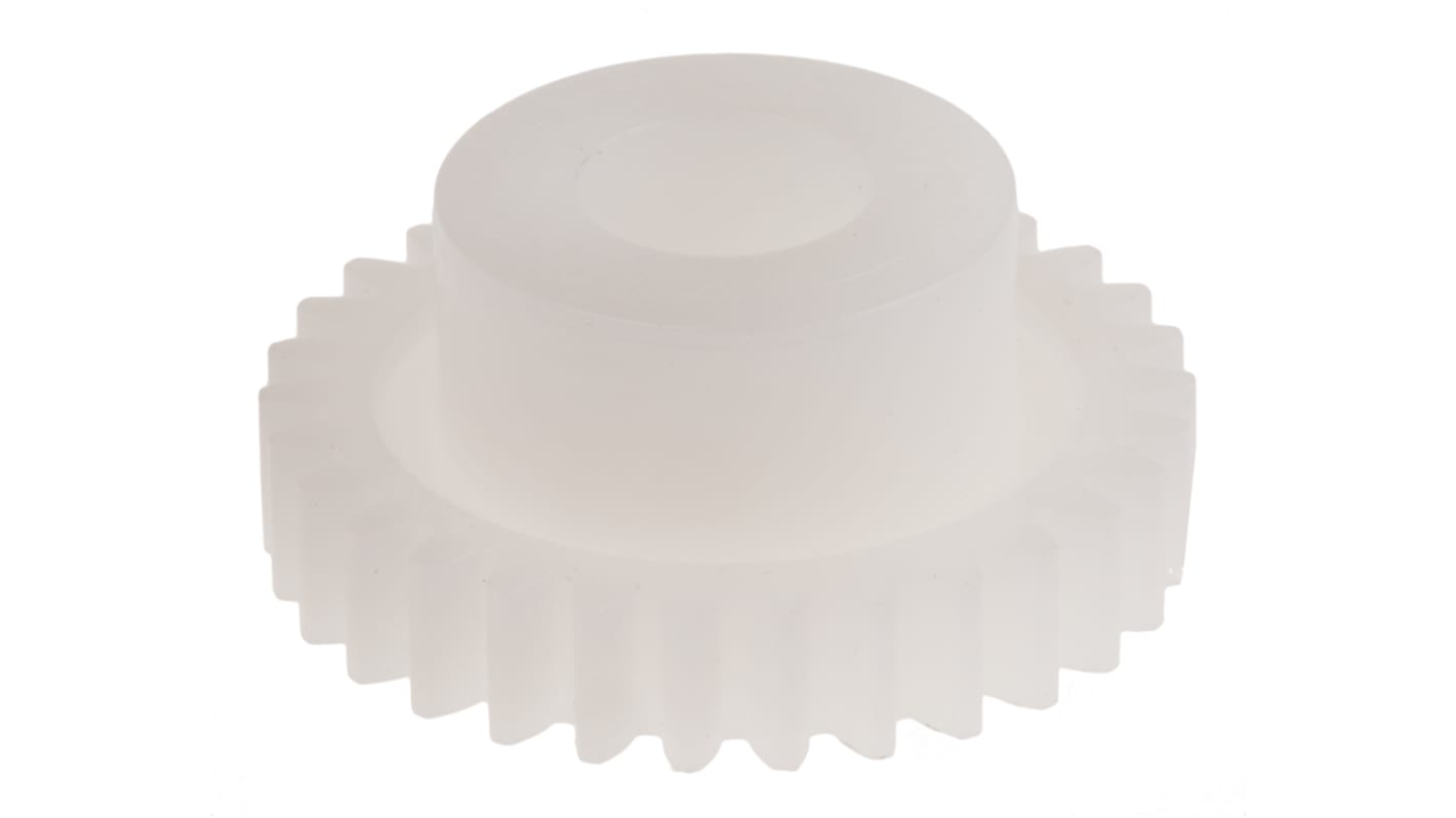 Ingranaggio cilindrico RS PRO, modulo 0.5, 30 denti, passo Ø 15mm, semigiunto Ø 10mm, foro Ø 5mm, in POM