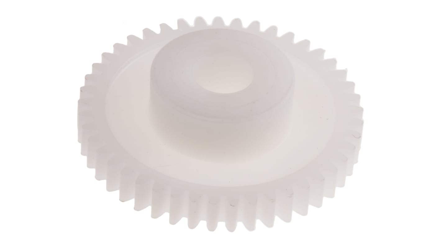 RS PRO Cylindrisk tandhjul, POM, 45 tænder, 0.5 modul, 22.5mm delecirkel, navdia.: 12mm, boring: 5mm