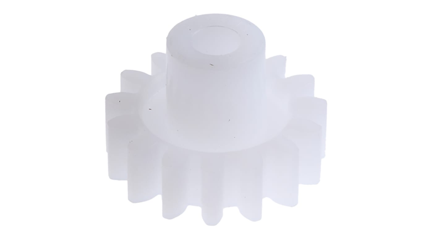RS PRO Cylindrisk tandhjul, POM, 15 tænder, 0.8 modul, 12mm delecirkel, navdia.: 6mm, boring: 3mm