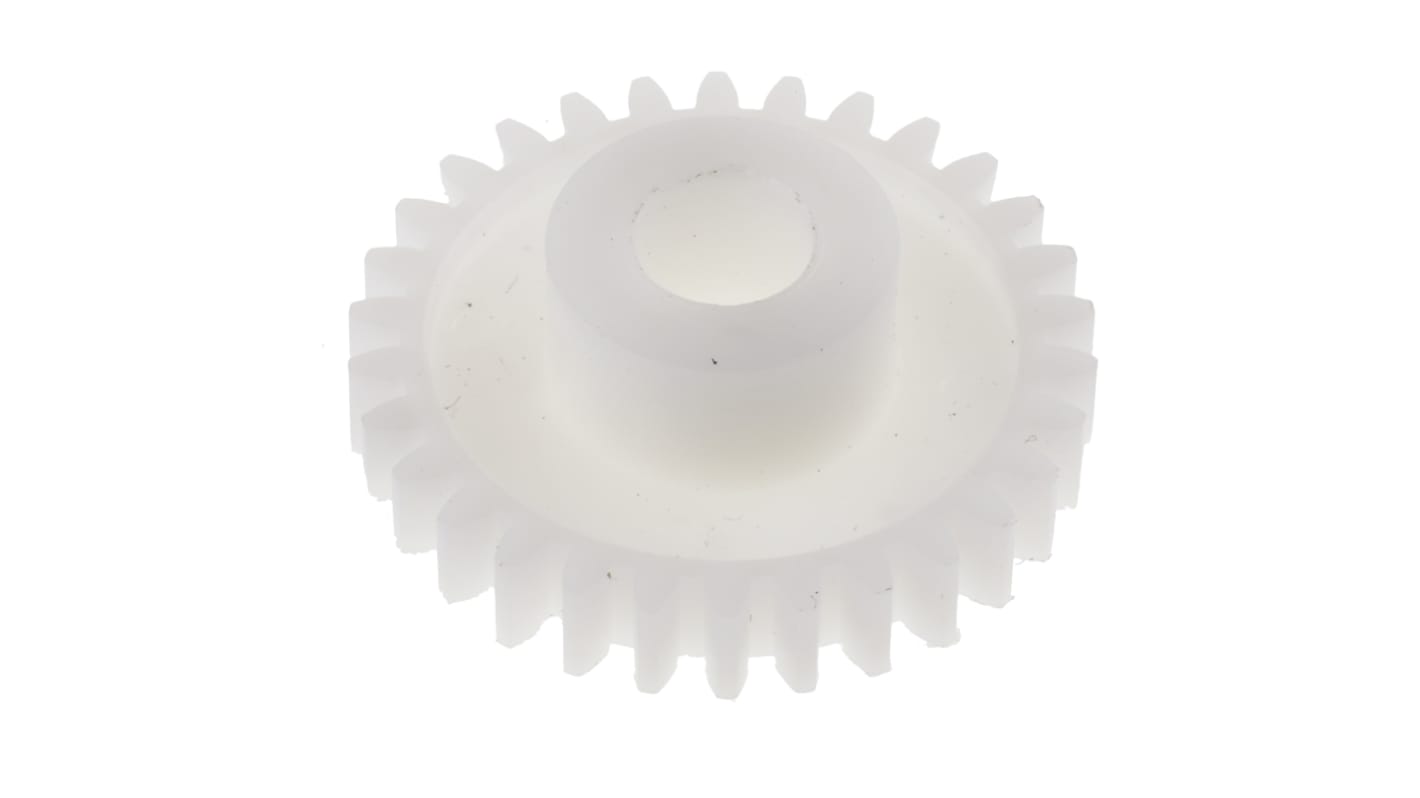 RS PRO Cylindrisk tandhjul, POM, 30 tænder, 0.8 modul, 24mm delecirkel, navdia.: 12mm, boring: 6mm