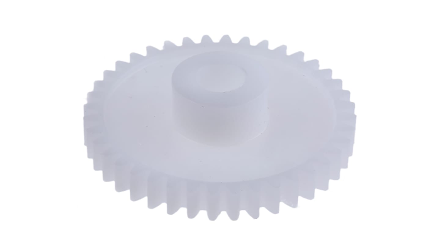 RS PRO Cylindrisk tandhjul, POM, 40 tænder, 0.8 modul, 32mm delecirkel, navdia.: 12mm, boring: 6mm