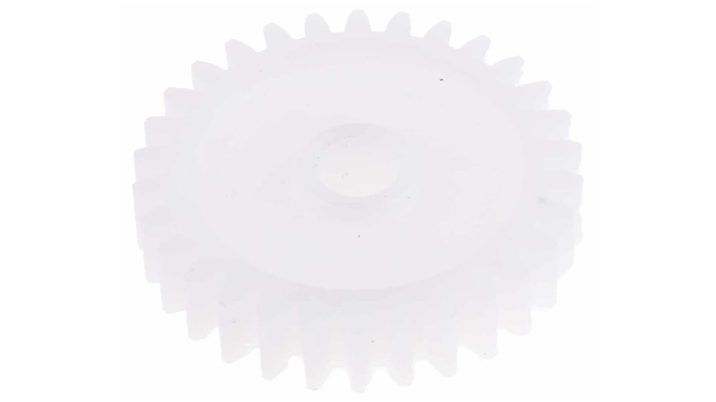 RS PRO POM 30 Teeth Spur Gear, 1 Module, 6mm Bore Diam, 30mm Pitch Diam, 14mm Hub Diam