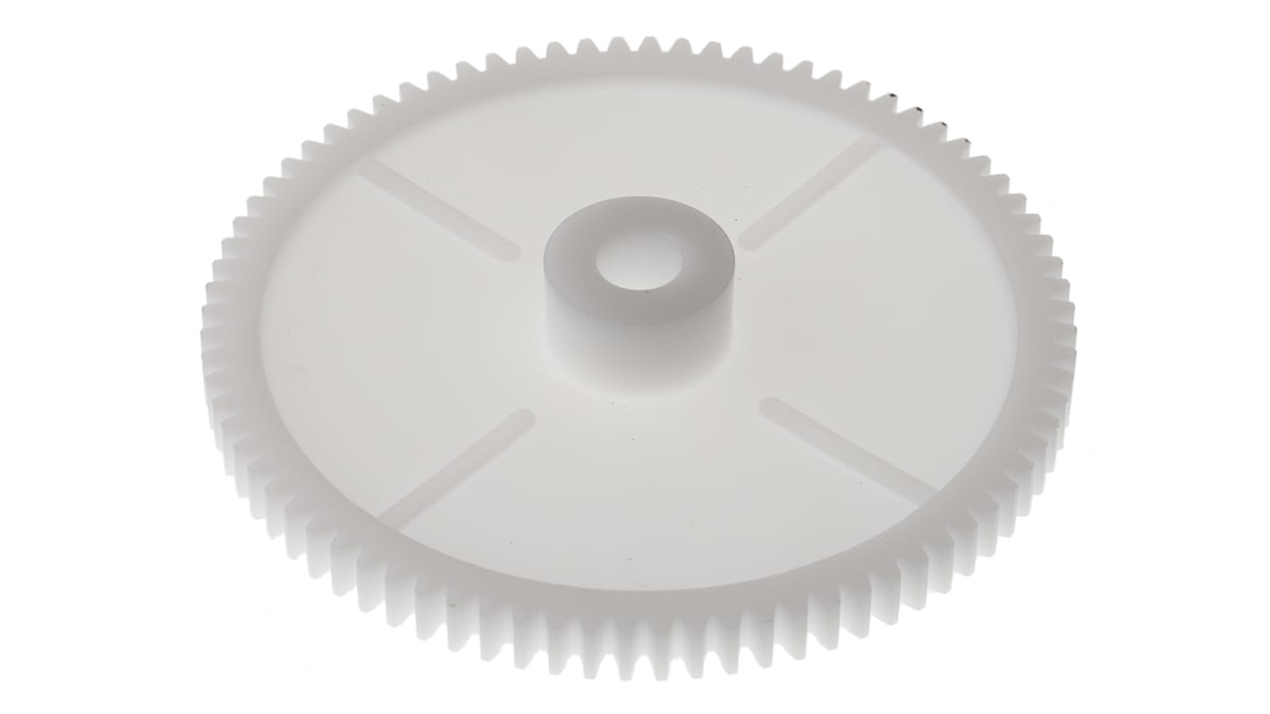 RS PRO POM 80 Teeth Spur Gear, 1 Module, 8mm Bore Diam, 80mm Pitch Diam, 18mm Hub Diam