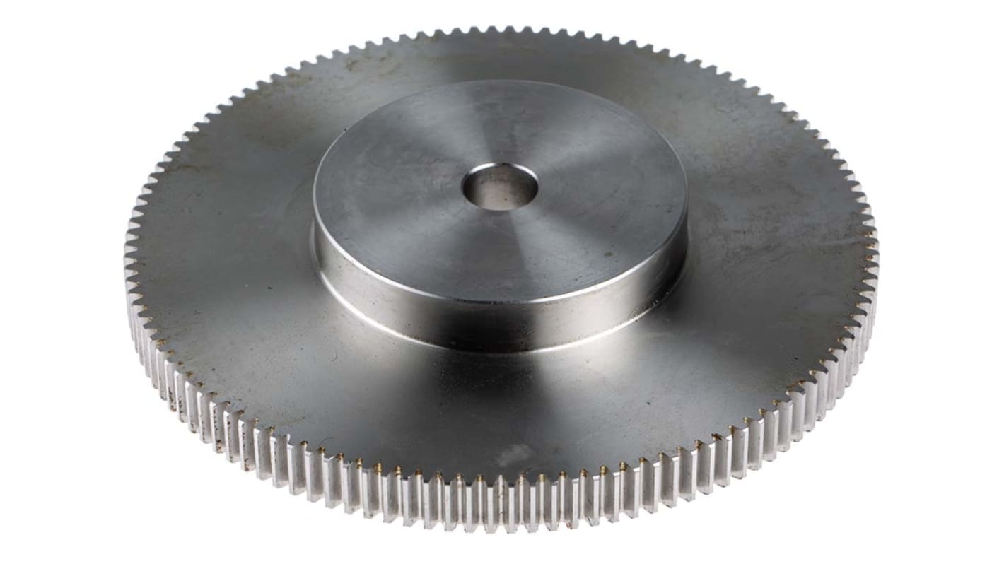 Ingranaggio cilindrico RS PRO, modulo 1, 120 denti, passo Ø 120mm, semigiunto Ø 60mm, foro Ø 12mm, in Acciaio