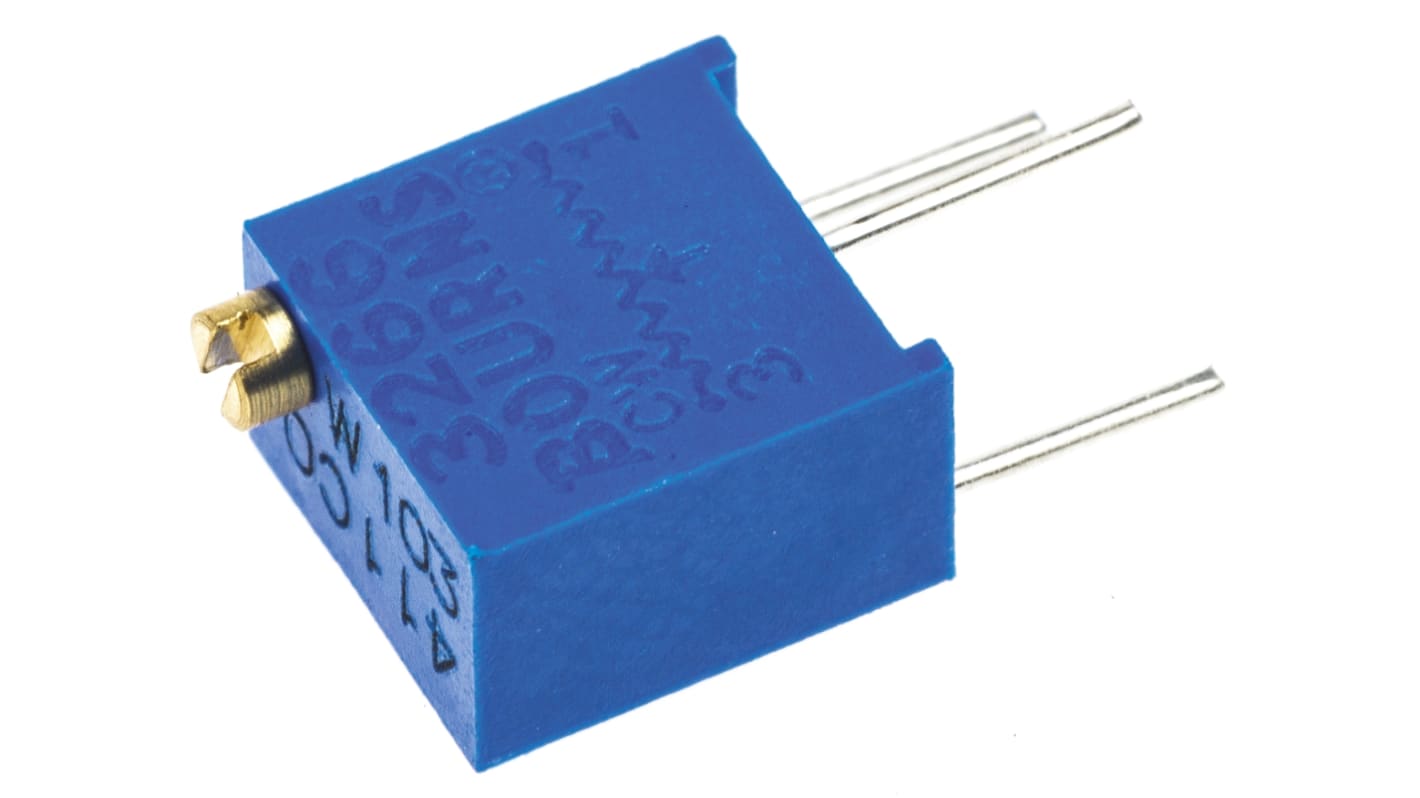 Bourns 10kΩ微调电位器, 12转, 顶部调整, 通孔安装, ±10%, 0.25W, ±100ppm/°C, 3266系列