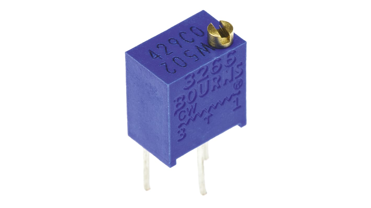 Bourns 5kΩ微调电位器, 12转, 顶部调整, 通孔安装, ±10%, 0.25W, ±100ppm/°C, 3266系列