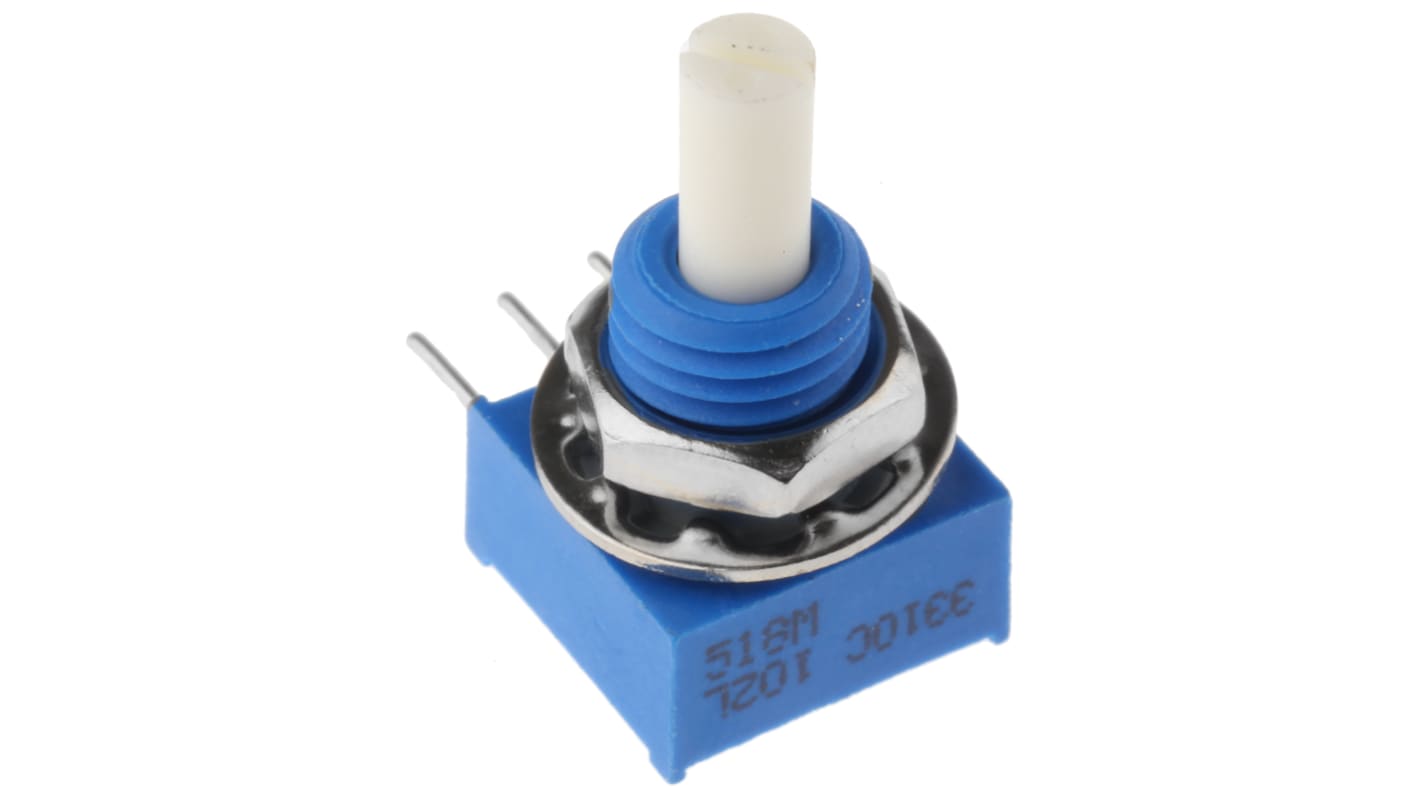 Bourns 旋转电位器, 1kΩ, 0.25W, 3.18 mm轴径, ±20%容差, 开槽轴执行器, 导电塑料元件, 3310系列