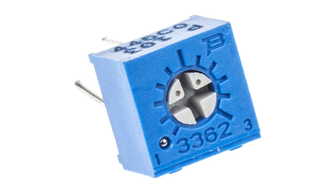 10kΩ, Through Hole Trimmer Potentiometer 0.5W Top Adjust Bourns, 3362