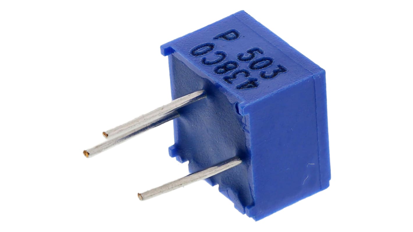 50kΩ, Through Hole Trimmer Potentiometer 0.5W Top Adjust Bourns, 3362