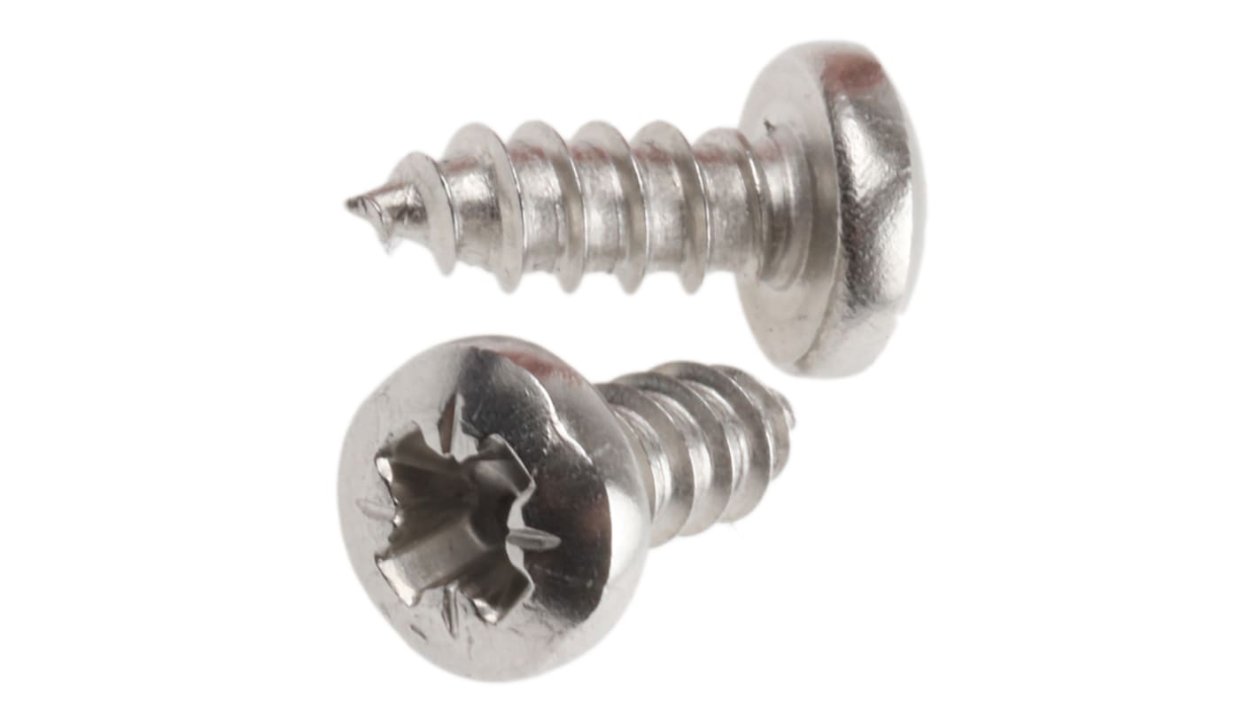 Vite autofilettante a  a testa conica in Acciaio inox RS PRO, filettatura 6, L 9.5mm, guida a Pozi