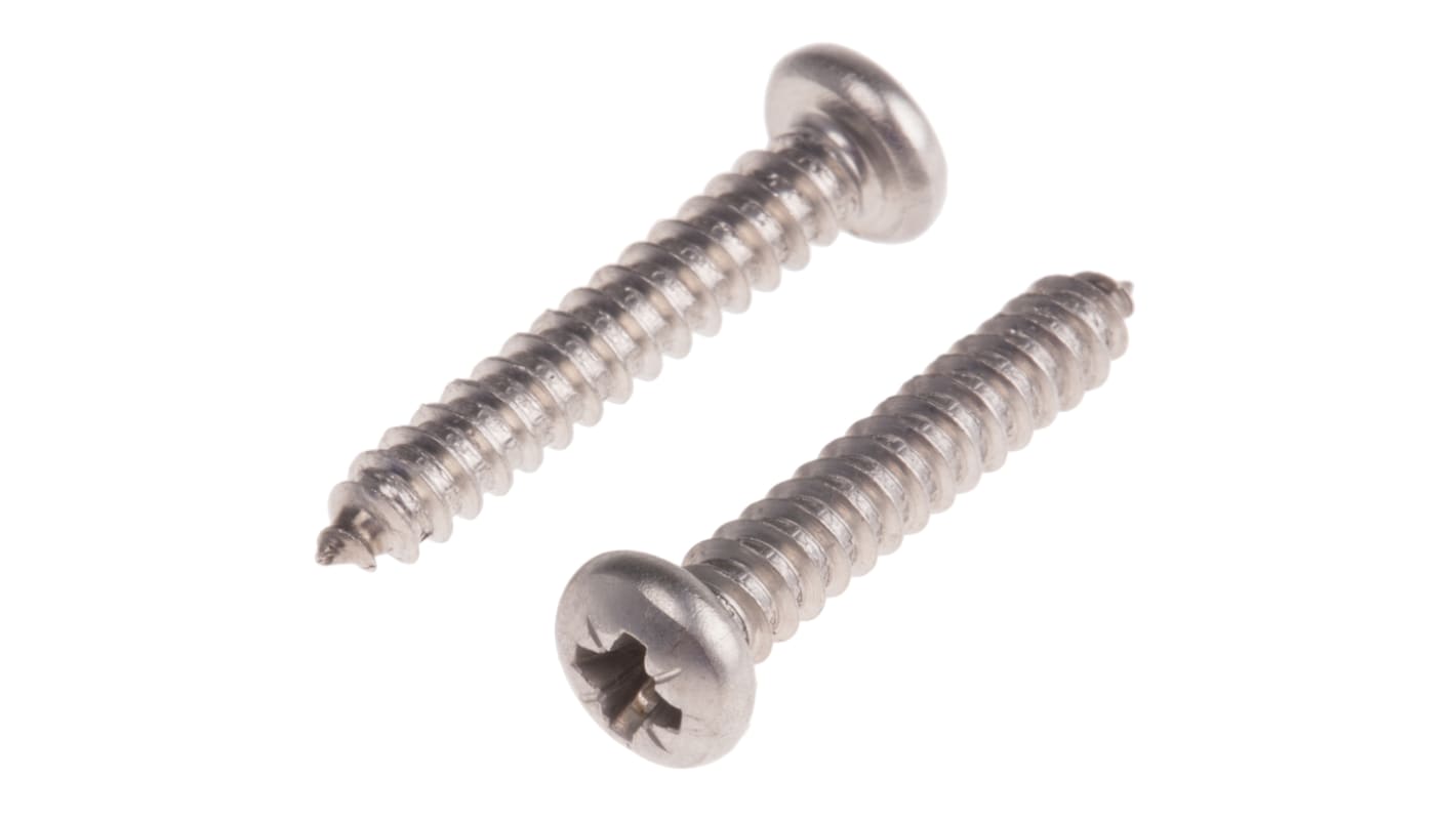 Vite autofilettante a  a testa conica in Acciaio inox RS PRO, filettatura 8, L 25mm, guida a Pozi